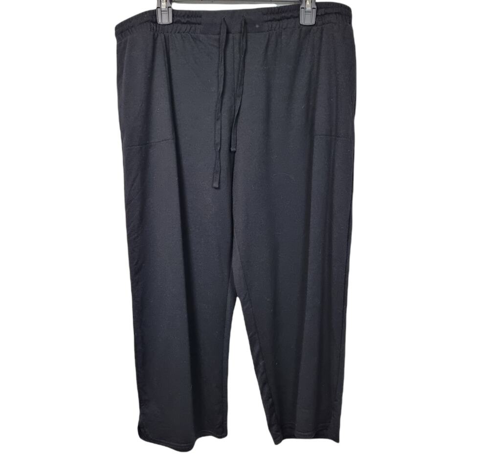 Natori Black Lounge Drawstring Waist Capri Pants with Pockets Size XL